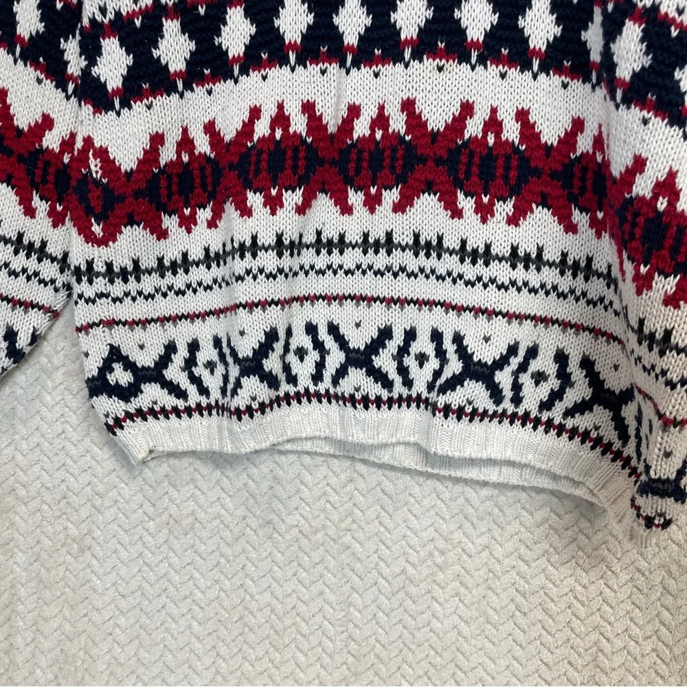 Berwick White Red Blue Vintage 90s Knit Grandpa Fair Isle Sweater Men's‎ Medium